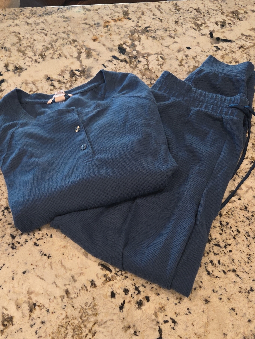 Victoria's Secret Blue Waffle Knit Jogger Set Size Medium